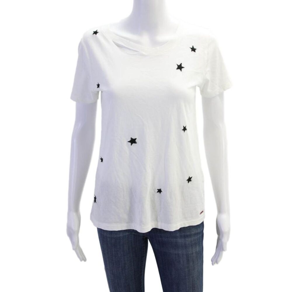 Philanthropy Womens Cotton Harlow BFF Geometric Stars T-Shirt White Size XS